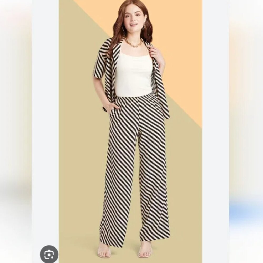 A New Day Cream and Black Striped 100% Rayon Pant Size L - Picture 7 of 7